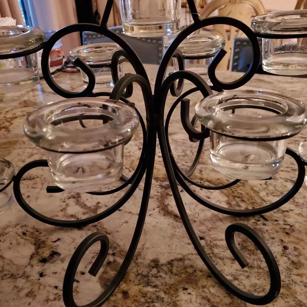 Mikasa Wrought-iron and Glass Centerpiece featuring  9 votive Candle Holders